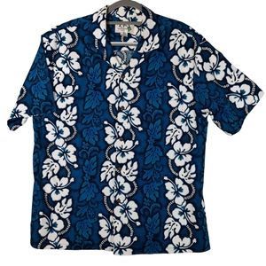 Ky's Authentic VTG Floral Blue Hawaiian Shirt SZ XL